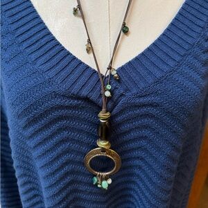 Silpada Elegant Brass and Green Pendant Necklace